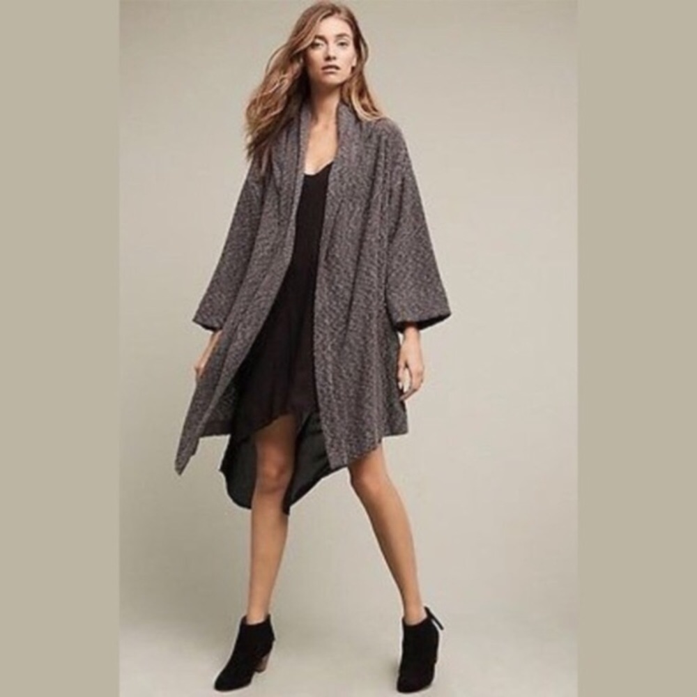 Anthropologie Saturday Sunday Ingleside Grey Metallic Open Sweater S